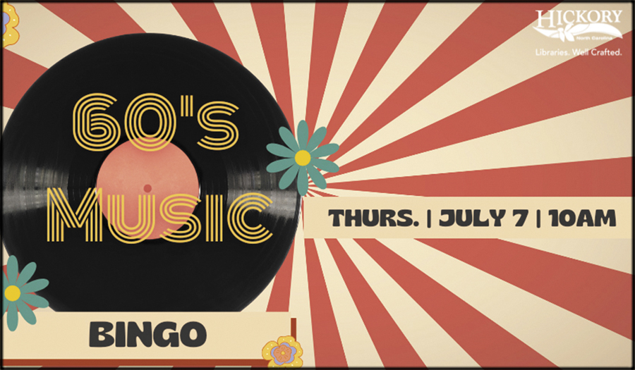 1960s Music Bingo At Library On July 7, 10AM