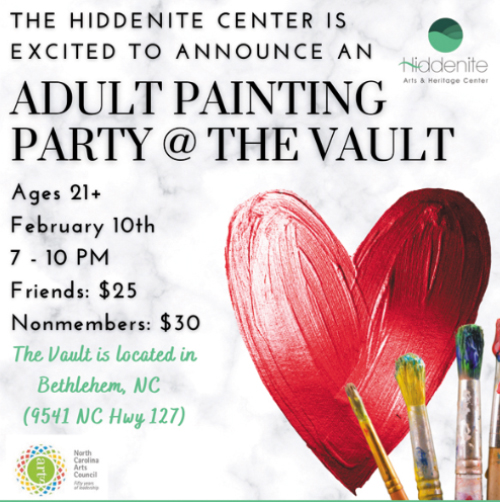 Hiddenite Arts’ Adult Valentine’s Painting Party